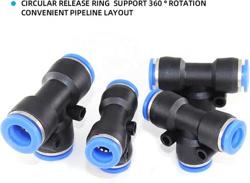 3-way Plastic Push In And Out Quick Connector Pneumatic Joint Union T Fittings PE4/6/8/10/12 5/16 3/8 5Pcs(PE16) in Saudi Arabia
