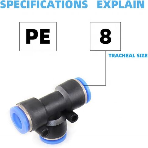 3-way Plastic Push In And Out Quick Connector Pneumatic Joint Union T Fittings PE4/6/8/10/12 5/16 3/8 5Pcs(PE16) in Saudi Arabia