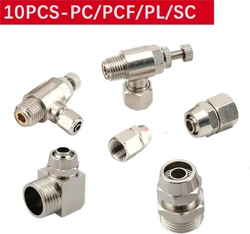 Copper 1/8 1/4 3/8 1/2 Inch Thread PCF Trachea Quick Connector 4-12mm 10Pcs(10-02) in Saudi Arabia
