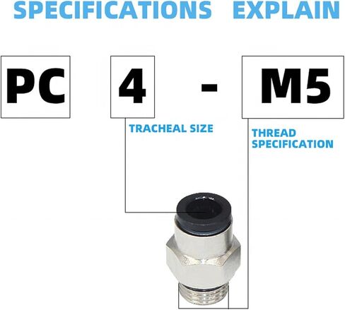 Push-in Fitting Pneumatic Pipe Connector PC Series Male Thread Compact Brass Connector 5Pcs(PC2-M3) in Saudi Arabia