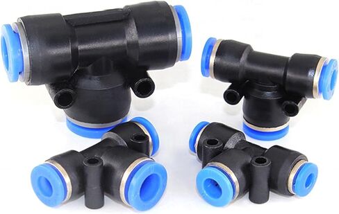 أنبوب مفصل هوائي كبير من نوع T-type Pew Pew في موصلات TEE ذات اللمس الواحد 5pcs (Pew3/16-5/32) in Kuwait