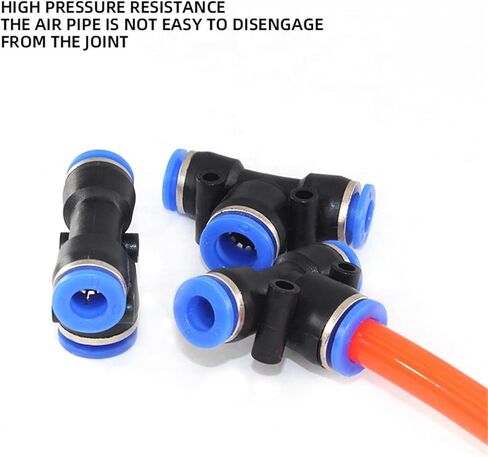 أنبوب مفصل هوائي كبير من نوع T-type Pew Pew في موصلات TEE ذات اللمس الواحد 5pcs (Pew3/16-5/32) in Kuwait