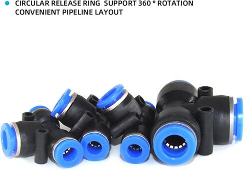 أنبوب مفصل هوائي كبير من نوع T-type Pew Pew في موصلات TEE ذات اللمس الواحد 5pcs (Pew3/16-5/32) in Kuwait