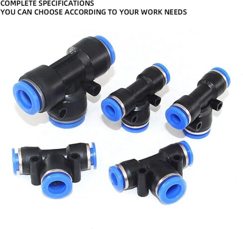 أنبوب مفصل هوائي كبير من نوع T-type Pew Pew في موصلات TEE ذات اللمس الواحد 5pcs (Pew3/16-5/32) in Kuwait