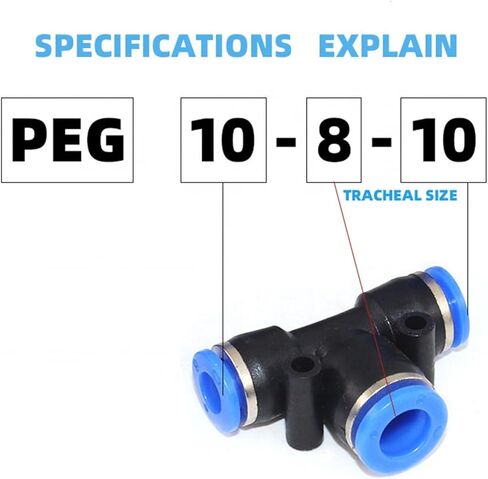 أنبوب مفصل هوائي كبير من نوع T-type Pew Pew في موصلات TEE ذات اللمس الواحد 5pcs (Pew3/16-5/32) in Kuwait