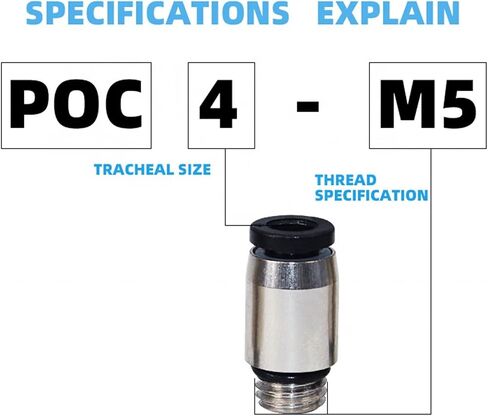 POC3/4/5/6-M3/M4/M5/M6/M7 Hexagon Socket Thread Connector Cylindrical Air Pipe Connectors 5Pcs(POC4-M7) in Saudi Arabia