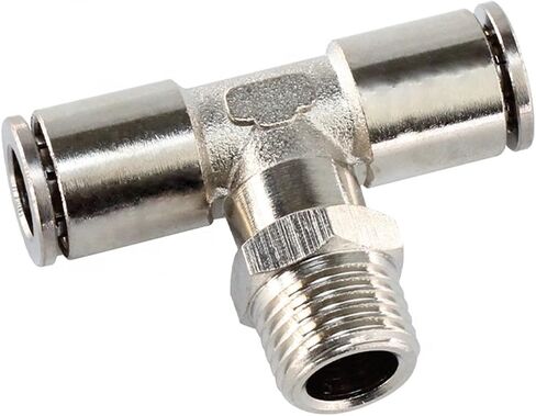 Push In Connection Metal Air Joint T-shaped Tee External Thread 1/4 1/8 Locking Pneumatic Fittings 5Pcs in Saudi Arabia