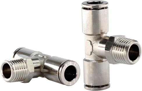 Push In Connection Metal Air Joint T-shaped Tee External Thread 1/4 1/8 Locking Pneumatic Fittings 5Pcs in Saudi Arabia