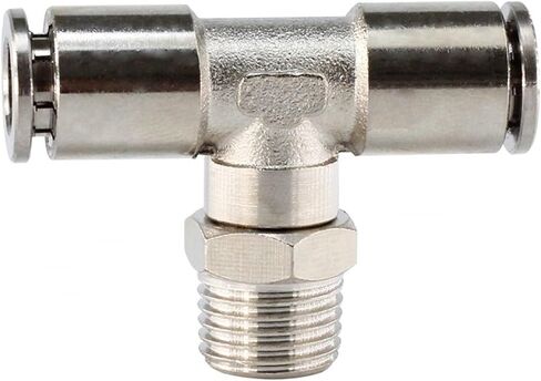 Push In Connection Metal Air Joint T-shaped Tee External Thread 1/4 1/8 Locking Pneumatic Fittings 5Pcs in Saudi Arabia