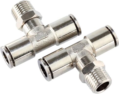 Push In Connection Metal Air Joint T-shaped Tee External Thread 1/4 1/8 Locking Pneumatic Fittings 5Pcs in Saudi Arabia