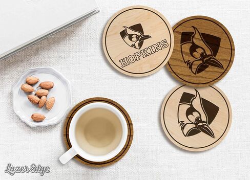 John Hopkins Blue Jays Wooden Coaster Set - Cherry Wood - Officially Licensed Product - 4-Pack in Saudi Arabia