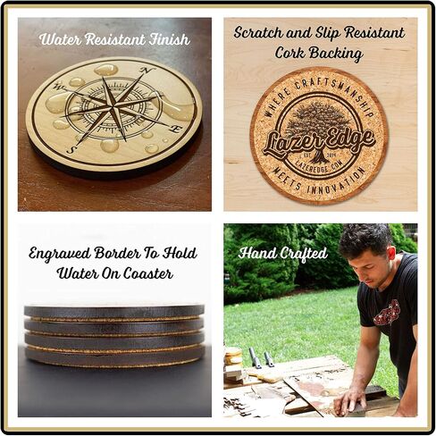 John Hopkins Blue Jays Wooden Coaster Set - Cherry Wood - Officially Licensed Product - 4-Pack in Saudi Arabia