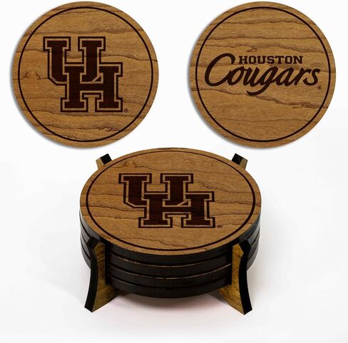 John Hopkins Blue Jays Wooden Coaster Set - Cherry Wood - Officially Licensed Product - 4-Pack in Saudi Arabia