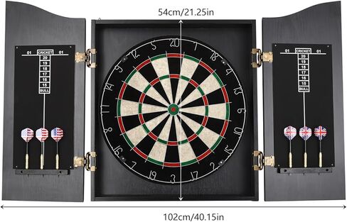 مجموعة DARTBOARD المهنية المتينة - خزانة سهام خشبية سوداء مع لوحة النتائج ، لعبة رياضية محمولة للبالغين ، واقي جدران DART مع 6 رهان مناسبة للمنزل ، وغرفة النوم ، والحانات والأندية in Kuwait