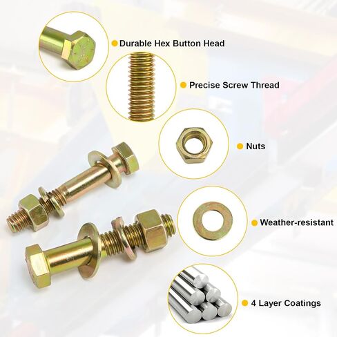 1000PCS Grade 8 Bolt Assortment Kit, Heavy Duty Bolts and Nuts Kit, 1/4-20 5/16-18 3/8-16 1/2-13 SAE Grade 8 Alloy Steel Hex Cap Screws Nuts Washers, Comes with 4 Bits（Yellow Zinc Plated） in Saudi Arabia