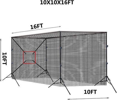 Baseball & Softball Batting Cage Net for Backyard 10X10X32FT| Portable Hitting Cage with Baseball Practice Net Windproof Tripod Ground Stakes| Indoor/Outdoor Training Equipment in Saudi Arabia