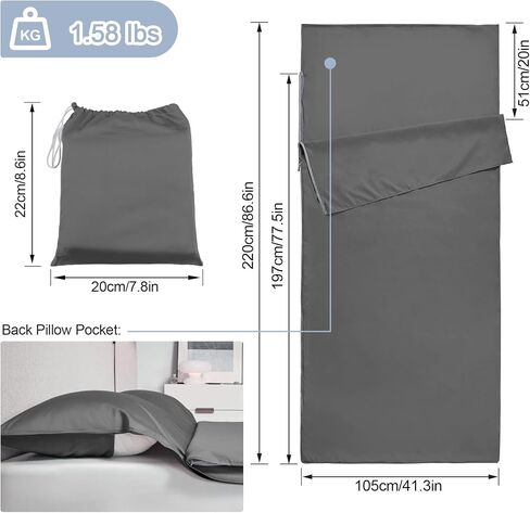 Long-Staple Cotton Sleeping Bag Liner, Travel Sheet in Kuwait