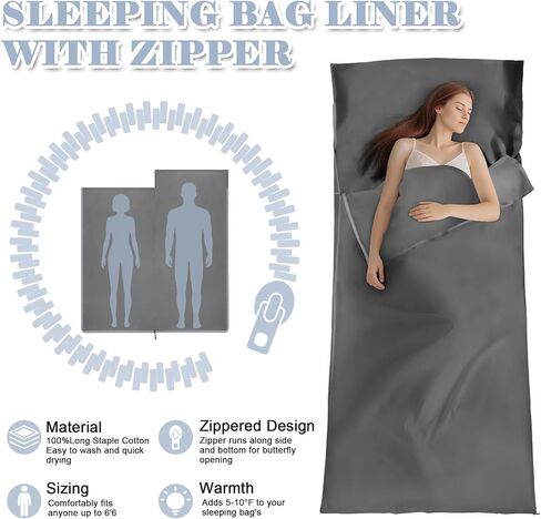 Long-Staple Cotton Sleeping Bag Liner, Travel Sheet in Kuwait