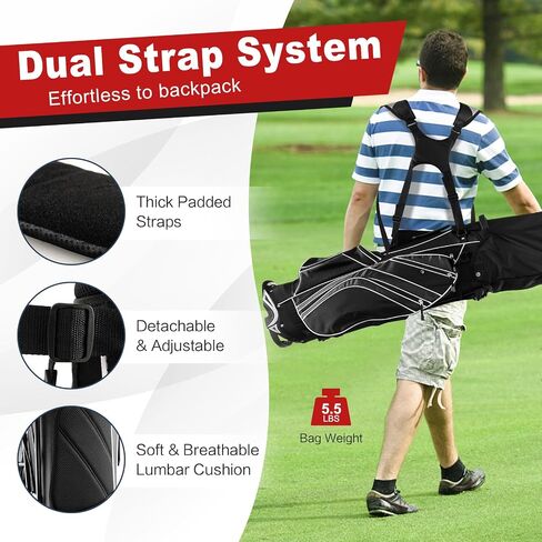 حقيبة حامل Gymax Golf Golf ، 6 Way Dipider Golf Club Bag مع 8 جيوب ، غطاء محرك أمطار ، حامل مظلة وملصق قفاز ، حقيبة غولف محمولة للرجال للرجال in Saudi Arabia