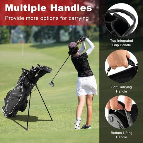 حقيبة حامل Gymax Golf Golf ، 6 Way Dipider Golf Club Bag مع 8 جيوب ، غطاء محرك أمطار ، حامل مظلة وملصق قفاز ، حقيبة غولف محمولة للرجال للرجال in Saudi Arabia