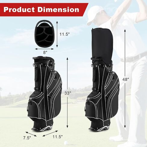 حقيبة حامل Gymax Golf Golf ، 6 Way Dipider Golf Club Bag مع 8 جيوب ، غطاء محرك أمطار ، حامل مظلة وملصق قفاز ، حقيبة غولف محمولة للرجال للرجال in Saudi Arabia