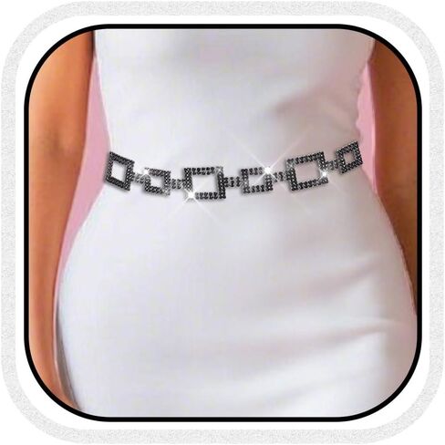 Cosydays Sparkly Rhinestone Dress Belt Belt Silver Crystal Chain Belts Fashion Associaty for Women in Kuwait