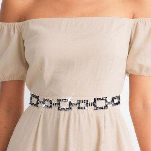 Cosydays Sparkly Rhinestone Dress Belt Belt Silver Crystal Chain Belts Fashion Associaty for Women in Kuwait