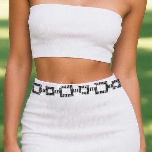 Cosydays Sparkly Rhinestone Dress Belt Belt Silver Crystal Chain Belts Fashion Associaty for Women in Kuwait