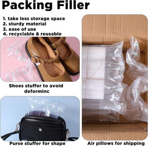 300 Pcs Inflatable Air Pillows for Shipping, Packaging Air Wedge Bag Alternative to Packing Peanut and Foam Bubble Wrap, Gas Cushion Fillers for Protect Fragile Items, Hand Pump Included, 3.5" x 7.9" in Saudi Arabia