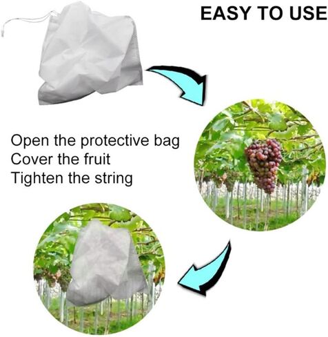 Net Bag， Bubble Sleeve, Fruit Protection Bags， 100Pcs Drawstring Style Grape Bag, for Fruit Protection Bags Mesh Bag(300mmx350mm) in Saudi Arabia