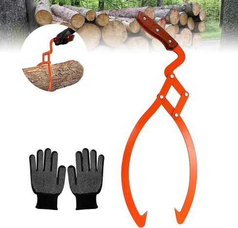 Log Tongs Grabber 20", 440LBS Logging Tongs with Gloves Handle Non-Slip Grip Hook, 2 Claw Log Skidding Tongs, Handling, Log Tongs Grapple Lifting, Dragging Carrying Logging Tool Equipment in Saudi Arabia