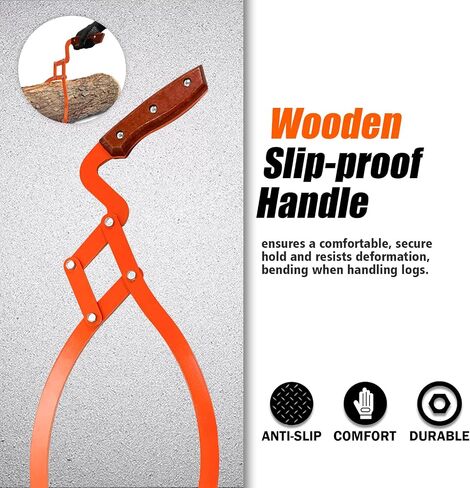 Log Tongs Grabber 20", 440LBS Logging Tongs with Gloves Handle Non-Slip Grip Hook, 2 Claw Log Skidding Tongs, Handling, Log Tongs Grapple Lifting, Dragging Carrying Logging Tool Equipment in Saudi Arabia