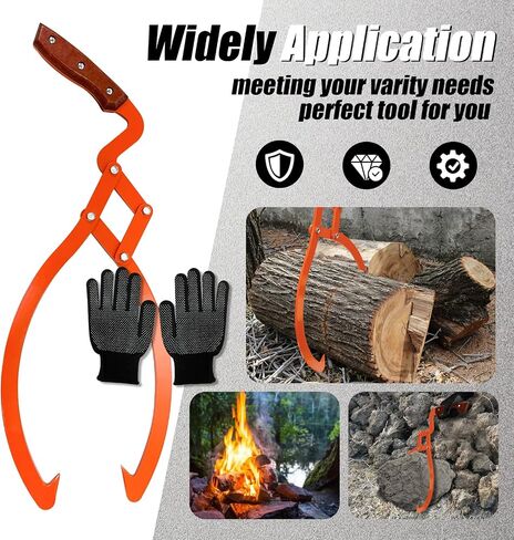 Log Tongs Grabber 20", 440LBS Logging Tongs with Gloves Handle Non-Slip Grip Hook, 2 Claw Log Skidding Tongs, Handling, Log Tongs Grapple Lifting, Dragging Carrying Logging Tool Equipment in Saudi Arabia