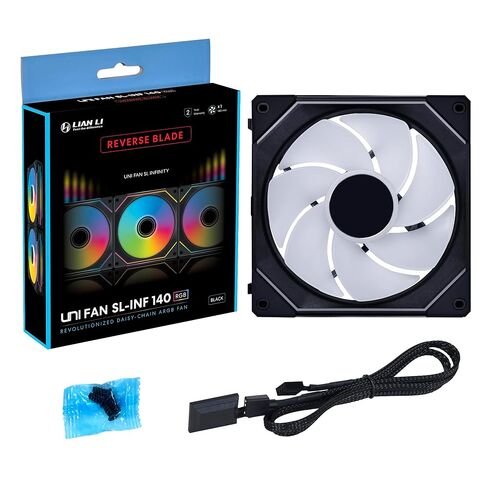 Lian Li Uni Fan Sl-Infinity 120-Triple Pack (Blade Reverse) Argb Fan-Daisy-chain-chain-infinity-infinity-cable-cable-courmivized تأثيرات مع وحدة التحكم-أبيض (12rslin3w) in Kuwait