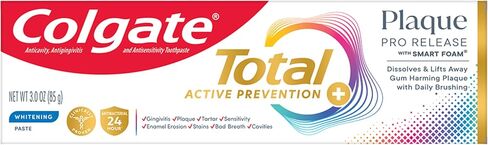 Colgate Total Plaque Pro Propeat Pack Packting Packate Packting ، تبييض معجون أسنان الفلورايد ، والبلاك المعارك ، والتنفس السيئ ، وتراكم التتار ، ويساعد على حماية الأسنان من الحساسية ، 2 عبوة ، 3.0 أوقية in Kuwait