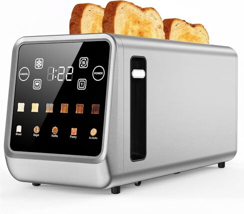 Toaster 2 Slice Wide Slot, Stainless Steel Digital Toasters Best Rated Prime, Touch Screen Toaster for 5 Bread Types/6 Shade Settings/Single Slot Toasting/Memory Function/Defrost/Reheat in Saudi Arabia
