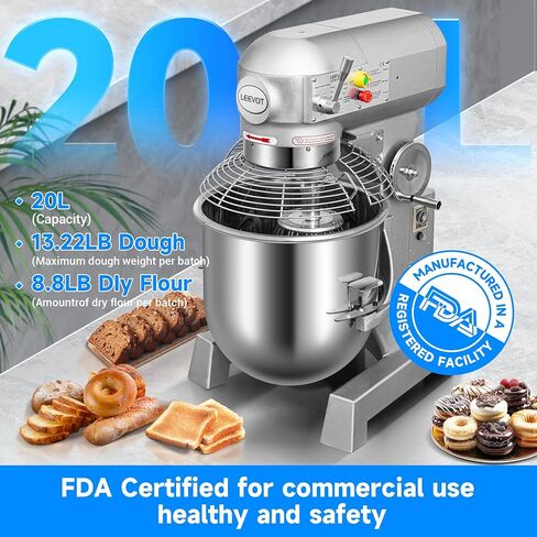 15QT خلاط الأطعمة التجارية ، 600 واط خلاط تجاري 2 سرعات قابلة للتعديل ， خلاط حامل للخدمة الكهربائية مع وعاء من الفولاذ المقاوم للصدأ لمخبز KitchenAid و Pizzeria in Kuwait