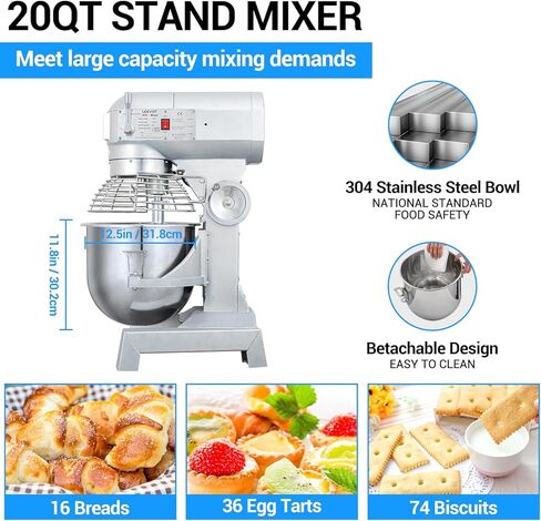 15QT خلاط الأطعمة التجارية ، 600 واط خلاط تجاري 2 سرعات قابلة للتعديل ， خلاط حامل للخدمة الكهربائية مع وعاء من الفولاذ المقاوم للصدأ لمخبز KitchenAid و Pizzeria in Kuwait