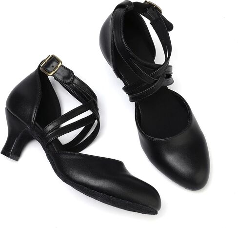 1920s Black Character Women's Dance Shoes 2 Inch Heel Closed Toe Suitable for Tango Fellowship Salsa Flamenco Wedding in Saudi Arabia