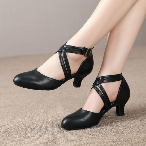 1920s Black Character Women's Dance Shoes 2 Inch Heel Closed Toe Suitable for Tango Fellowship Salsa Flamenco Wedding in Saudi Arabia
