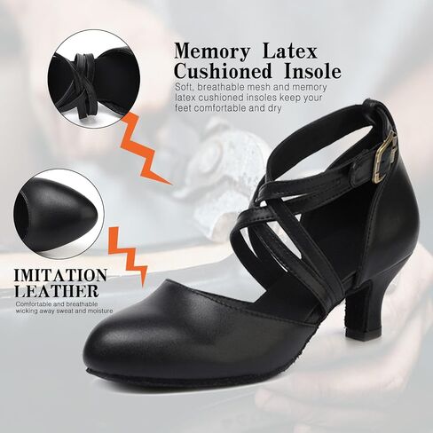 1920s Black Character Women's Dance Shoes 2 Inch Heel Closed Toe Suitable for Tango Fellowship Salsa Flamenco Wedding in Saudi Arabia