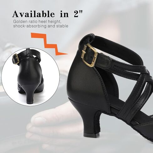 1920s Black Character Women's Dance Shoes 2 Inch Heel Closed Toe Suitable for Tango Fellowship Salsa Flamenco Wedding in Saudi Arabia