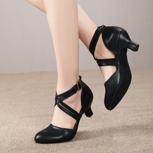 1920s Black Character Women's Dance Shoes 2 Inch Heel Closed Toe Suitable for Tango Fellowship Salsa Flamenco Wedding in Saudi Arabia