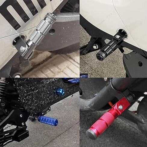 2 PCS M8 Motorcycle Foot Pegs 90 Degree Electric Foldable Bike Pegs CNC Anti-Skid Aluminum Install Bolts,Universal Footpeg Aluminum Pedals for Mini Bike Ebike Yamaha Honda Grom Suzuki Aprilia(Red) in Saudi Arabia