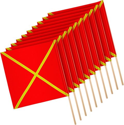 Kinlop 10 Pcs 24" x 24" Safety Flag Traffic Warning Flag with 35'' Wooden Dowel for Trucks Trailer and Pedestrian Crossings Construction Sites (Trendy) in Saudi Arabia