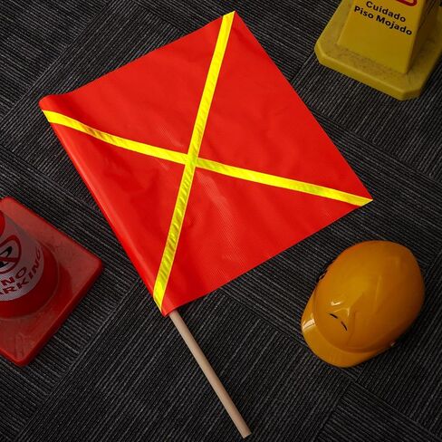 Kinlop 10 Pcs 24" x 24" Safety Flag Traffic Warning Flag with 35'' Wooden Dowel for Trucks Trailer and Pedestrian Crossings Construction Sites (Trendy) in Saudi Arabia