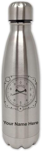 LaserGram Single Wall Stainless Steel Water Bottle, Airplane Altimeter, Personalized Engraving Included in Saudi Arabia