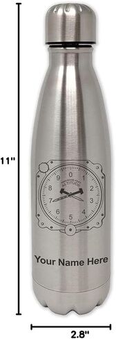 LaserGram Single Wall Stainless Steel Water Bottle, Airplane Altimeter, Personalized Engraving Included in Saudi Arabia