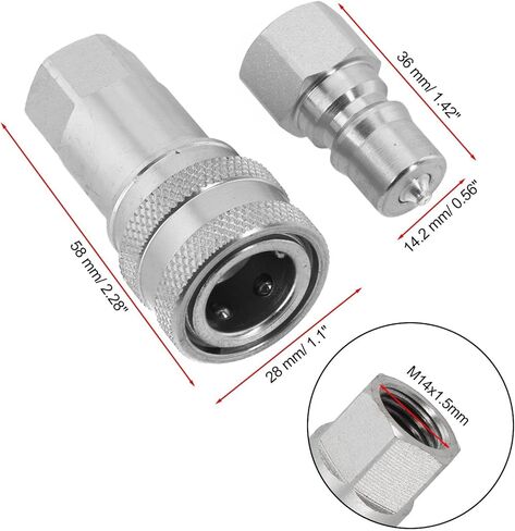 Hydraulic Quick Connector for M14, Quick Disconnect Hydraulic Coupling/Coupler Kits for connect different hydraulic tool in Saudi Arabia