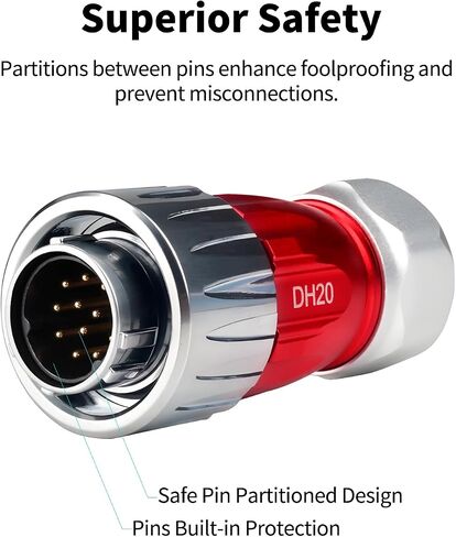 CNLINKO DH-20 12 PIN IP68 موصل موصل مقاوم للماء-توصيل كهربائي متعدد المعادن للمعدات الصناعية في الهواء الطلق (12 دبوس) in Kuwait